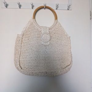Beige crochet handbag